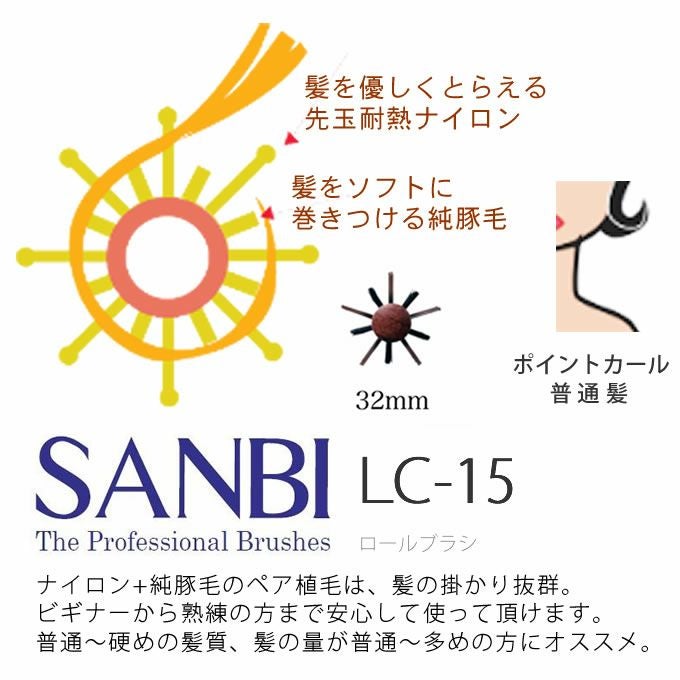 SANBI サンビー工業 ロールブラシ LC-15｜美容室専売品のナカノザ